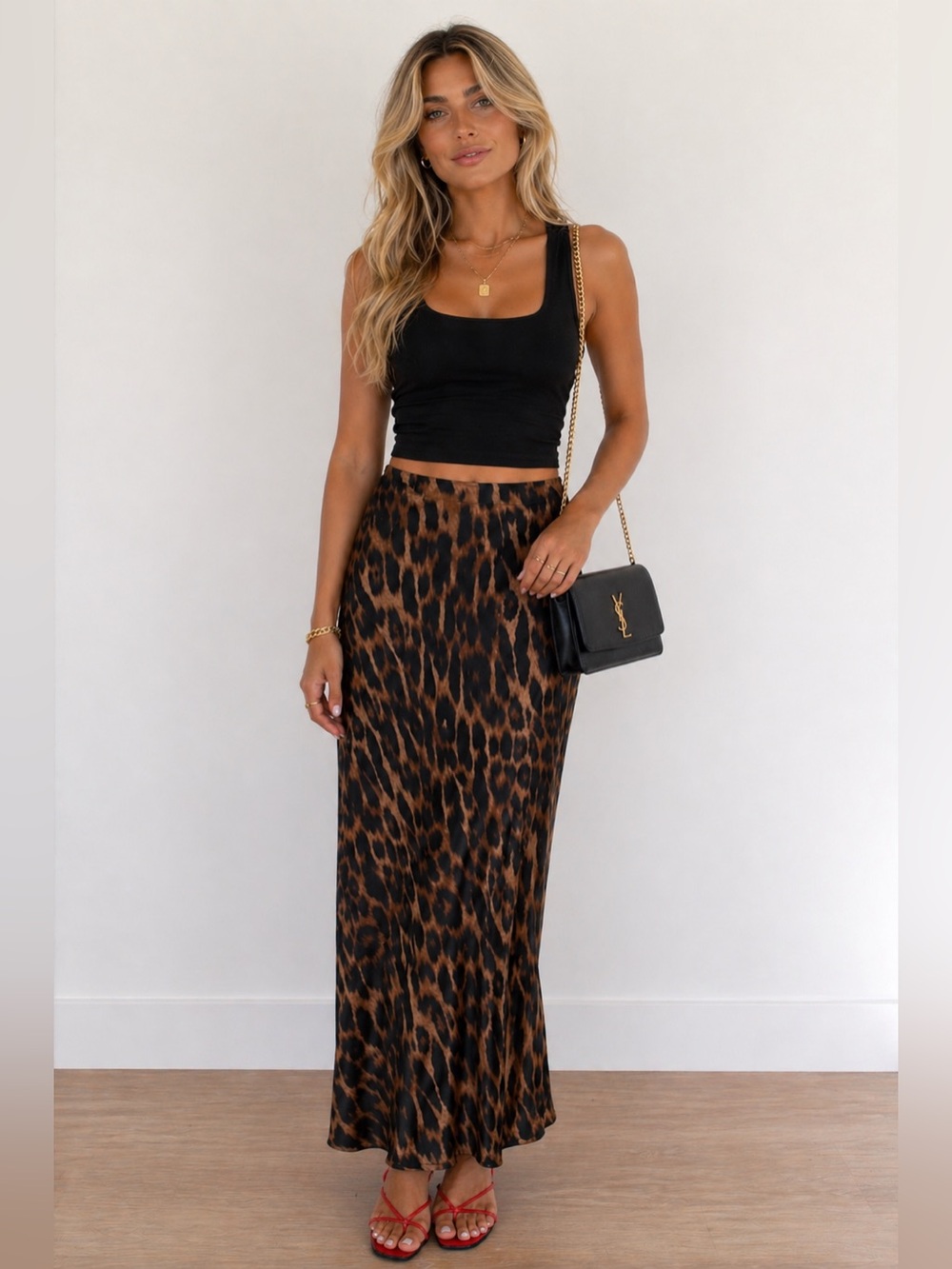 CIDER Leopard Print Slip Skirt - Brown & Black Classic Staple